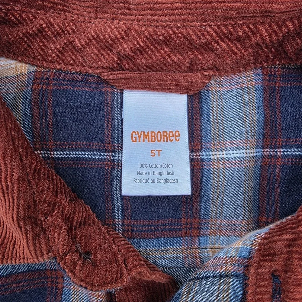 Gymboree Boys 5T Shirt Lot Corduroy Fox Embroidered Plaid Flannel 2 Pc